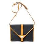 Shoulder Bag Vintage Flap Crossbody Black Woven Coated Canvas