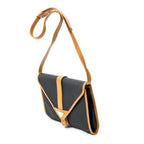Shoulder Bag Vintage Flap Crossbody Black Woven Coated Canvas