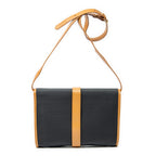 Shoulder Bag Vintage Flap Crossbody Black Woven Coated Canvas