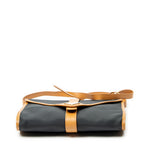 Shoulder Bag Vintage Flap Crossbody Black Woven Coated Canvas