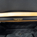 Shoulder Bag Vintage Flap Crossbody Black Woven Coated Canvas