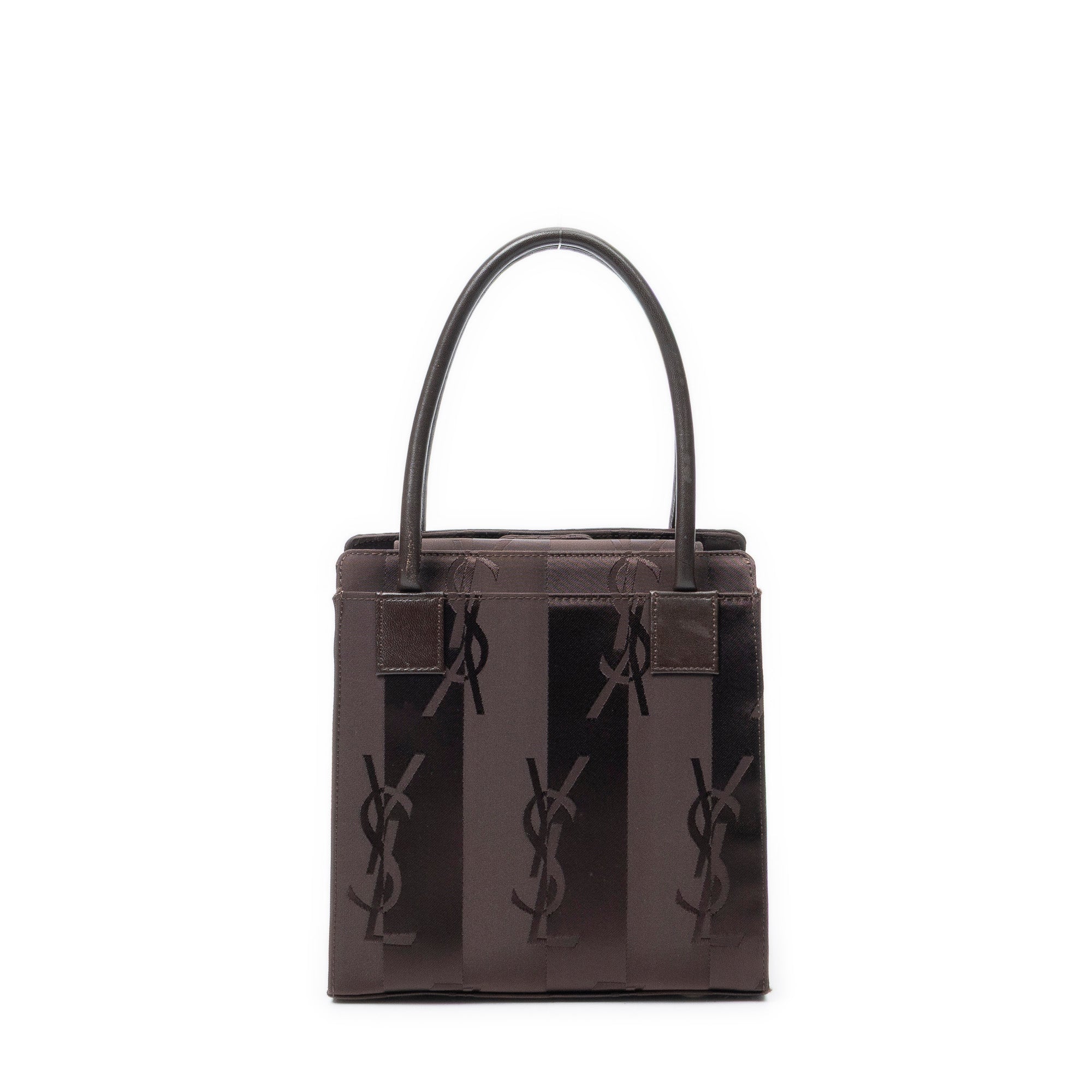 Handbag Vintage Small Top Handle Tote Dark Brown Monogram Nylon Canvas