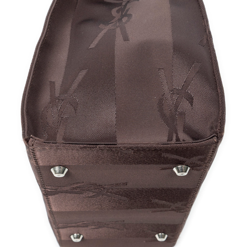 Handbag Vintage Small Top Handle Tote Dark Brown Monogram Nylon Canvas