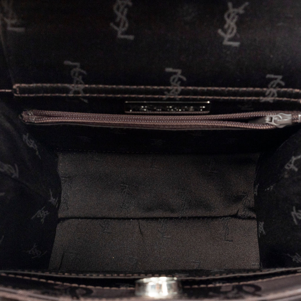 Handbag Vintage Small Top Handle Tote Dark Brown Monogram Nylon Canvas