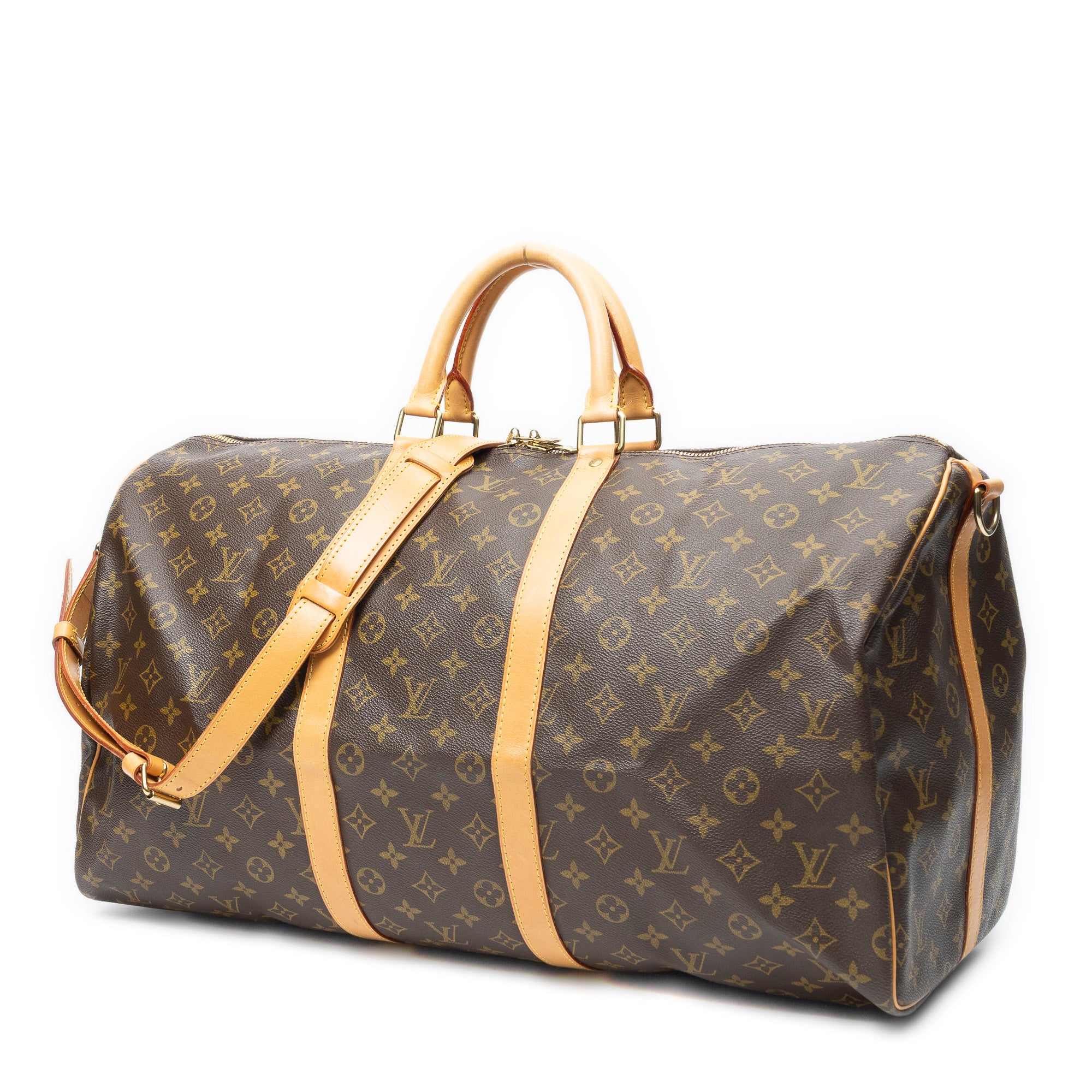 Travel Bag Keepall Bandouliere 55 Brown Monogram Canvas