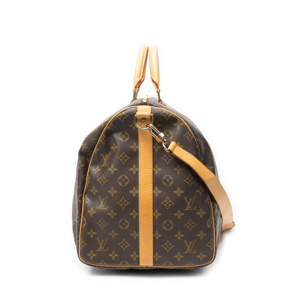 Travel Bag Keepall Bandouliere 55 Brown Monogram Canvas