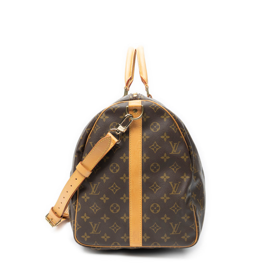 Travel Bag Keepall Bandouliere 55 Brown Monogram Canvas