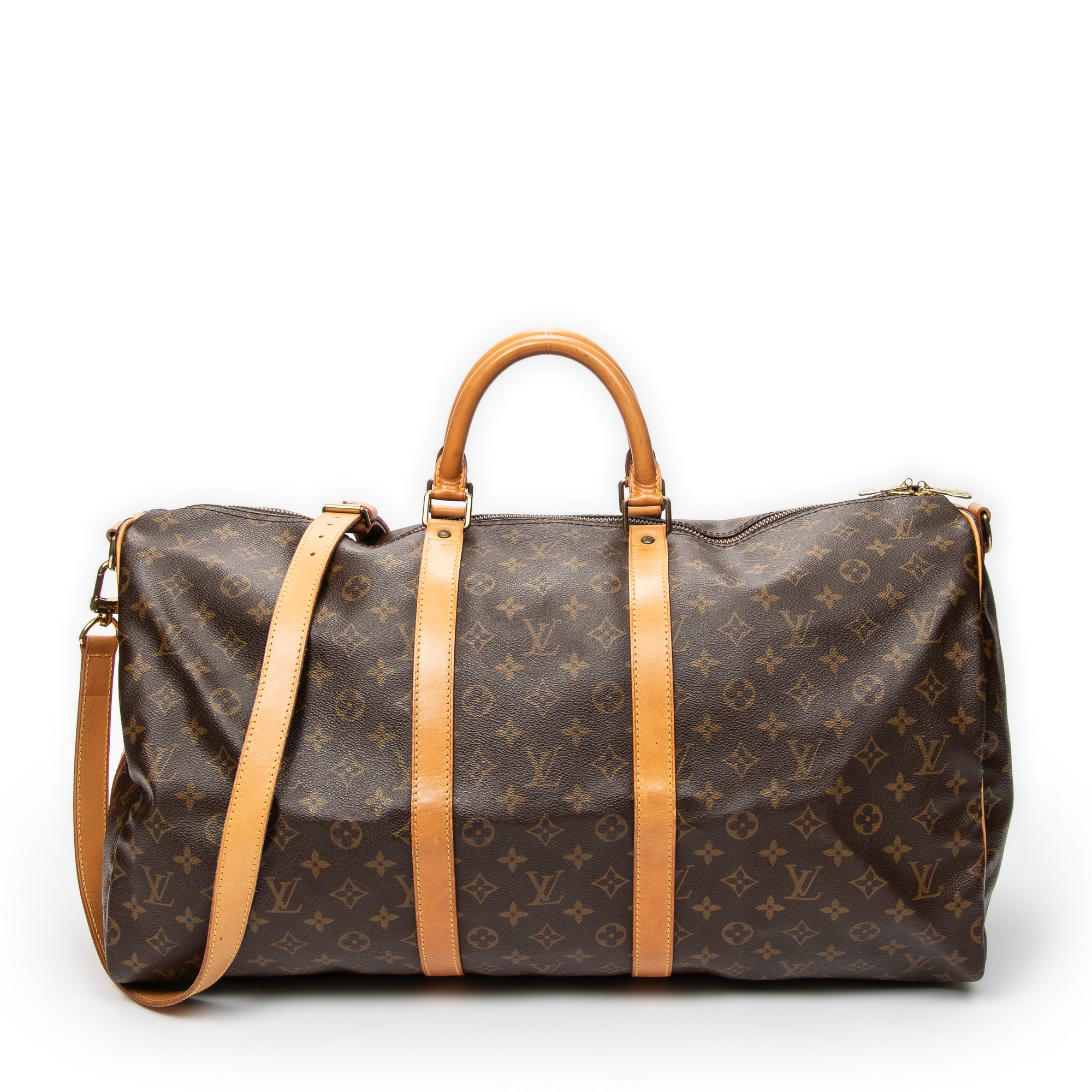 Travel Bag Keepall Bandouliere 55 Brown Monogram Canvas