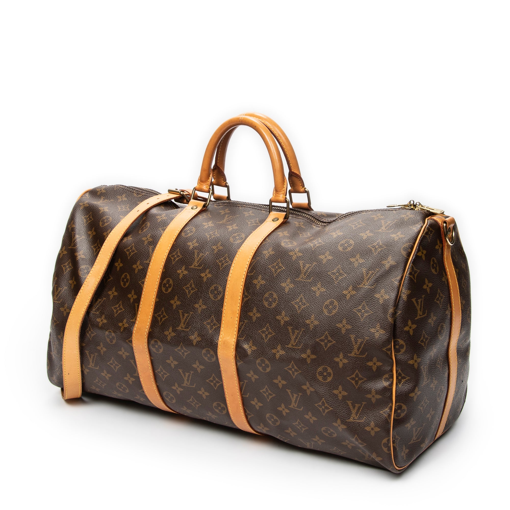 Travel Bag Keepall Bandouliere 55 Brown Monogram Canvas