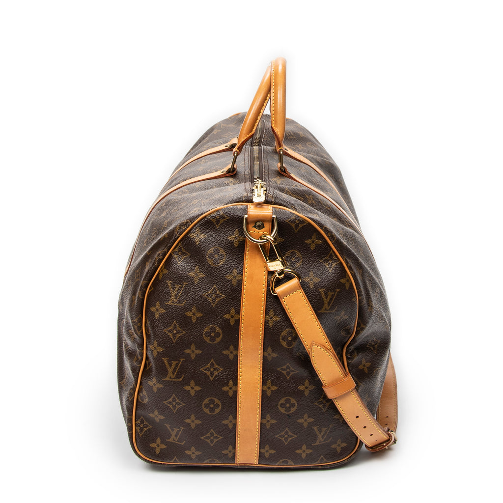 Travel Bag Keepall Bandouliere 55 Brown Monogram Canvas