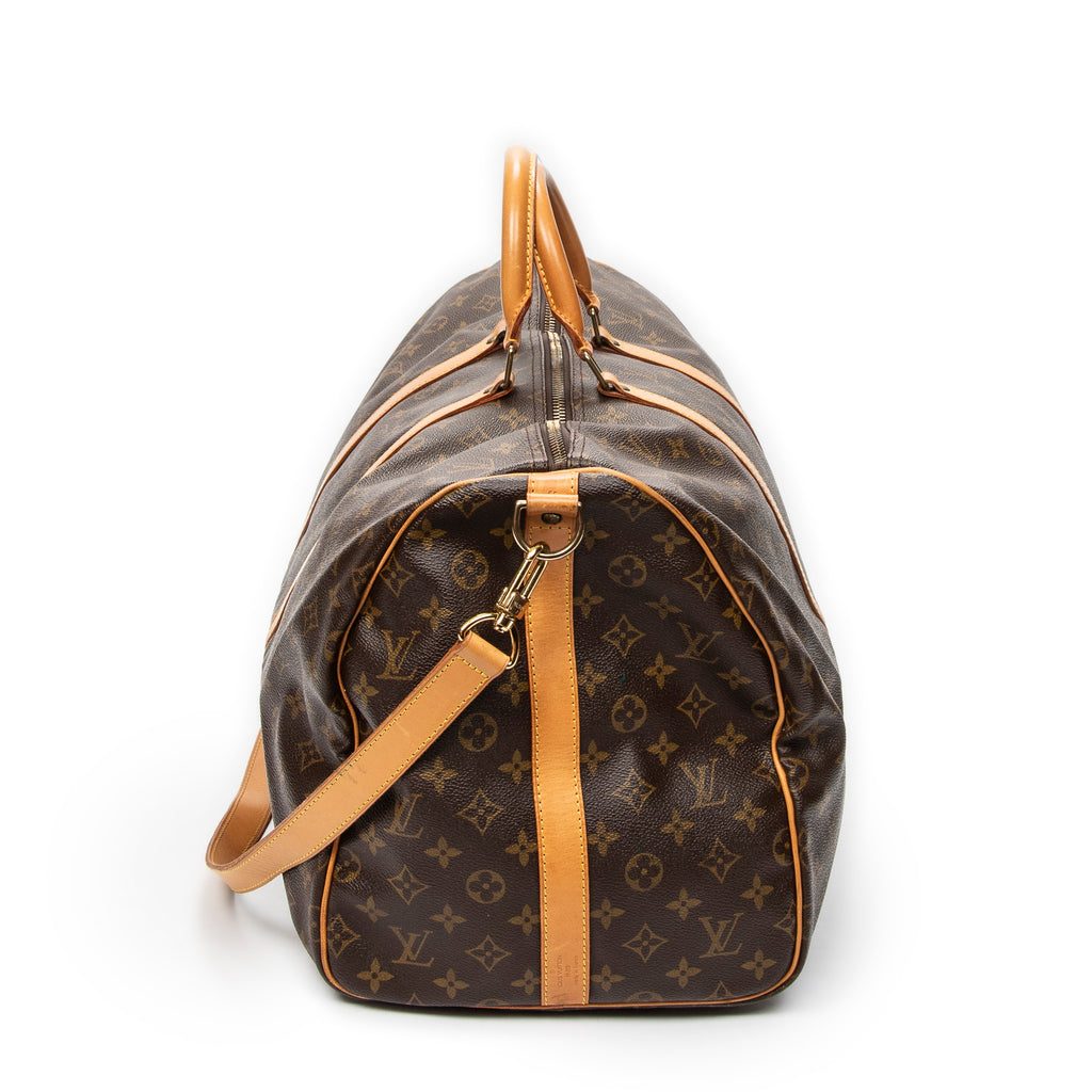 Travel Bag Keepall Bandouliere 55 Brown Monogram Canvas