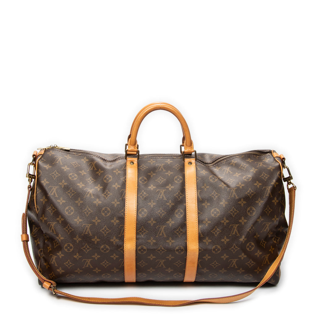 Travel Bag Keepall Bandouliere 55 Brown Monogram Canvas