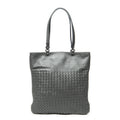 Shoulder Bag Flat Tote Grey Intrecciato Leather