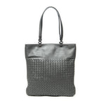 Shoulder Bag Flat Tote Grey Intrecciato Leather