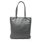 Shoulder Bag Flat Tote Grey Intrecciato Leather