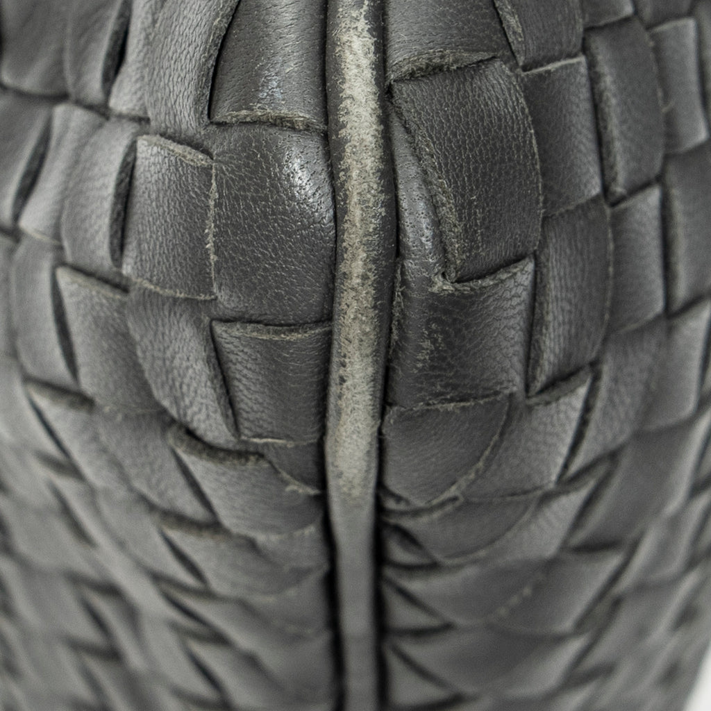 Shoulder Bag Flat Tote Grey Intrecciato Leather