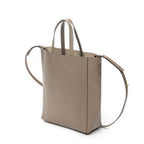 Shoulder Bag Vertical Cabas Tote Grey Grained Leather