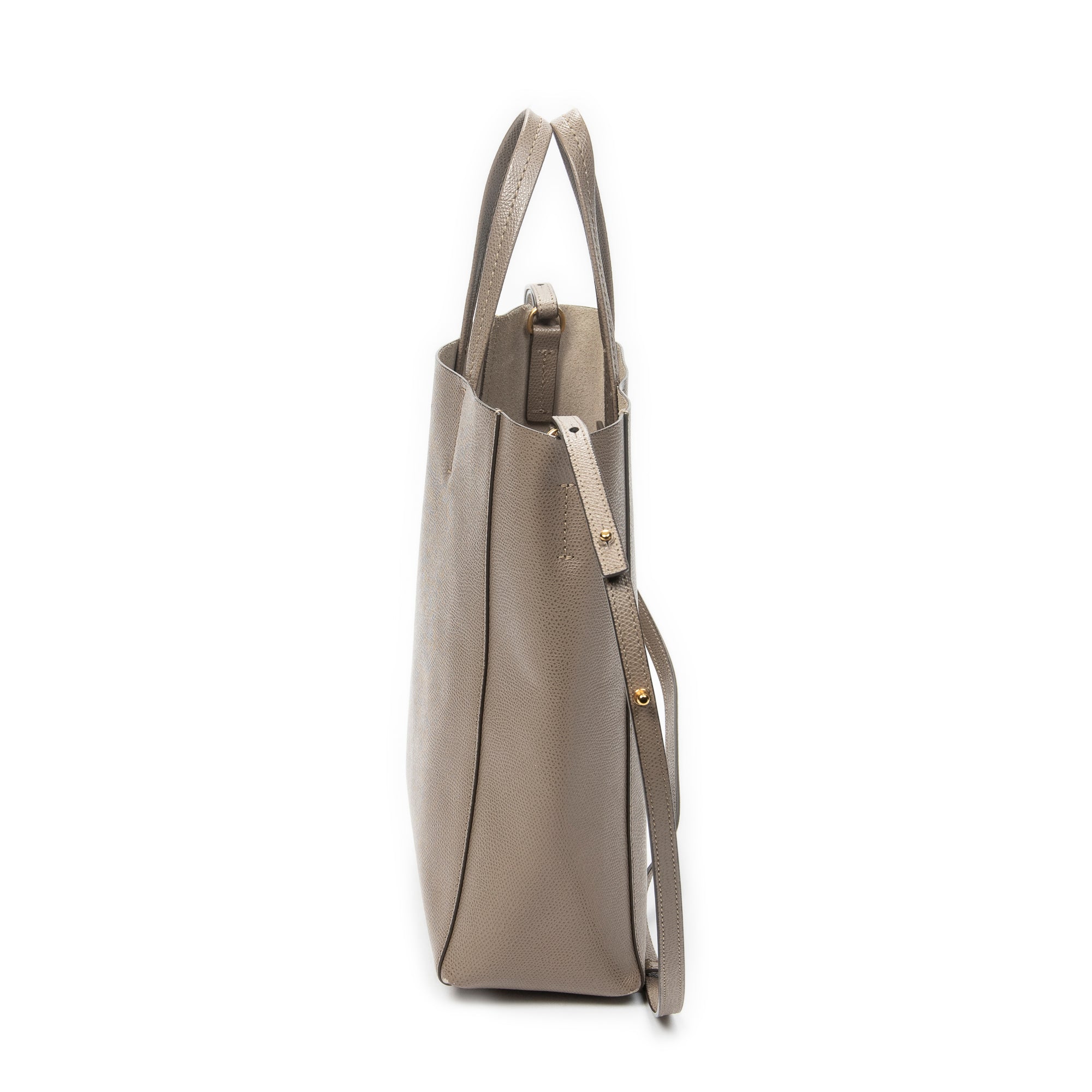 Shoulder Bag Vertical Cabas Tote Grey Grained Leather