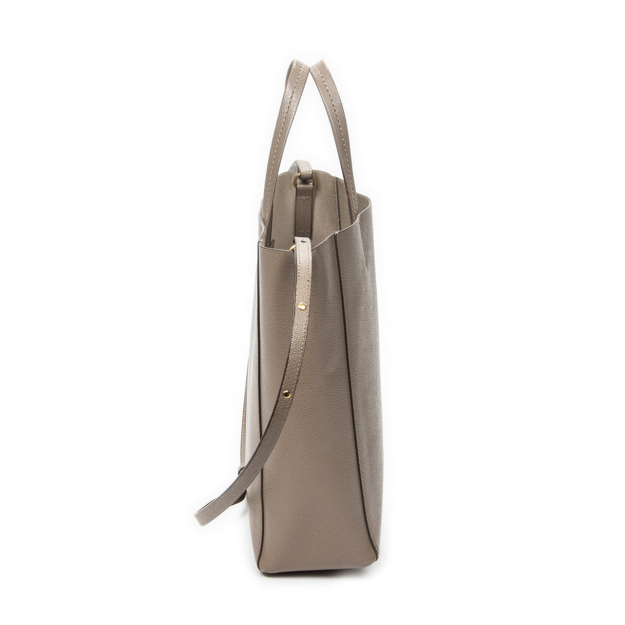 Shoulder Bag Vertical Cabas Tote Grey Grained Leather