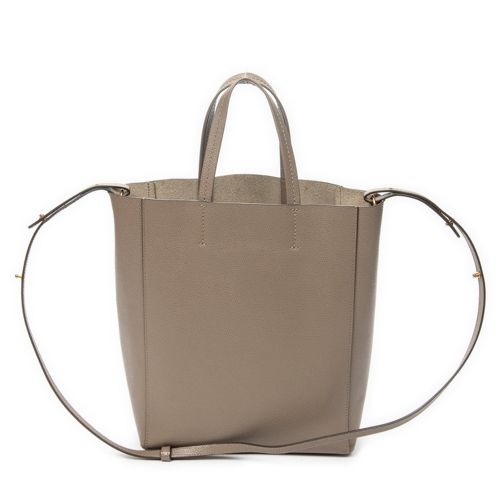 Shoulder Bag Vertical Cabas Tote Grey Grained Leather