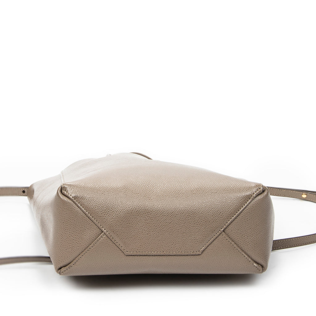 Shoulder Bag Vertical Cabas Tote Grey Grained Leather