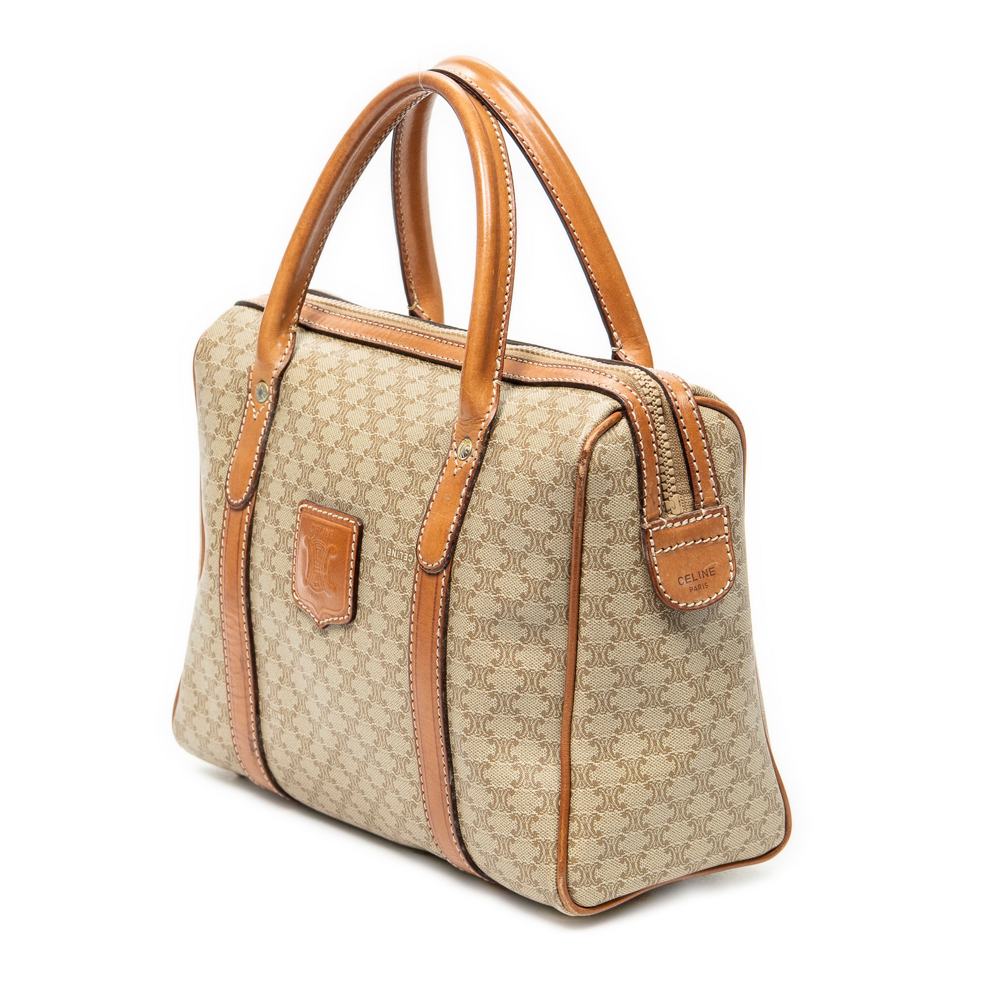 Handbag Vintage Mini Boston Beige Macadam Coated Canvas