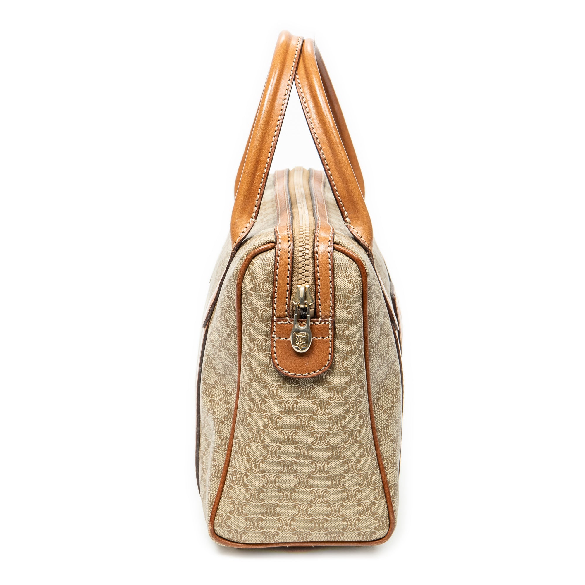 Handbag Vintage Mini Boston Beige Macadam Coated Canvas