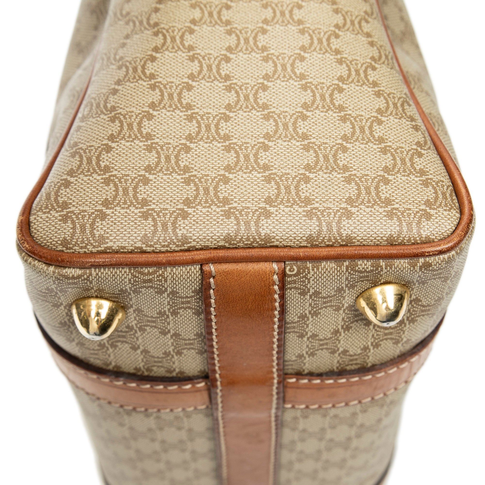 Handbag Vintage Mini Boston Beige Macadam Coated Canvas
