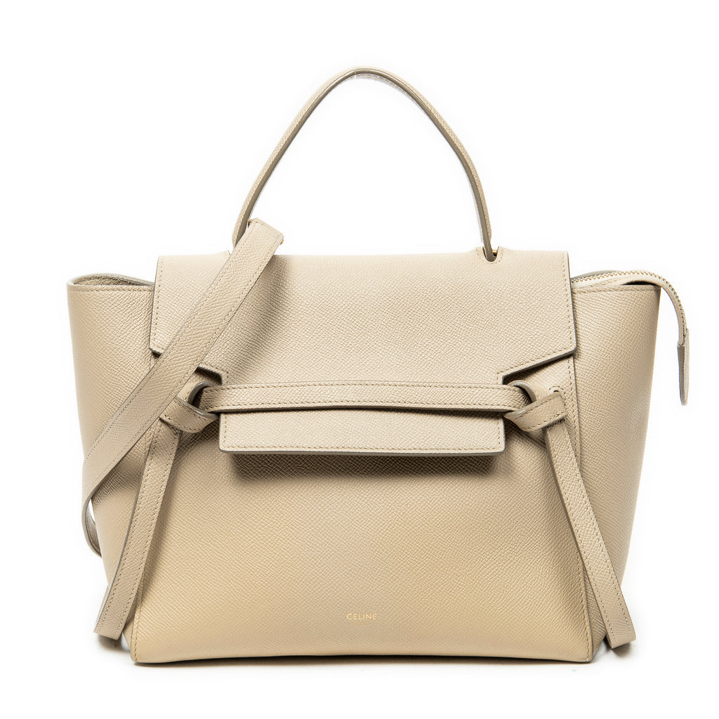 Shoulder Bag Micro Belt Bag Beige Grained Leather