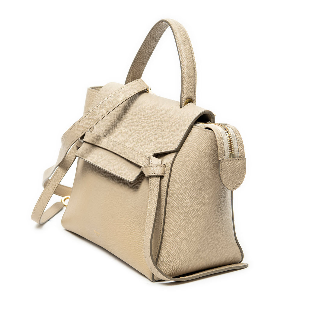 Shoulder Bag Micro Belt Bag Beige Grained Leather