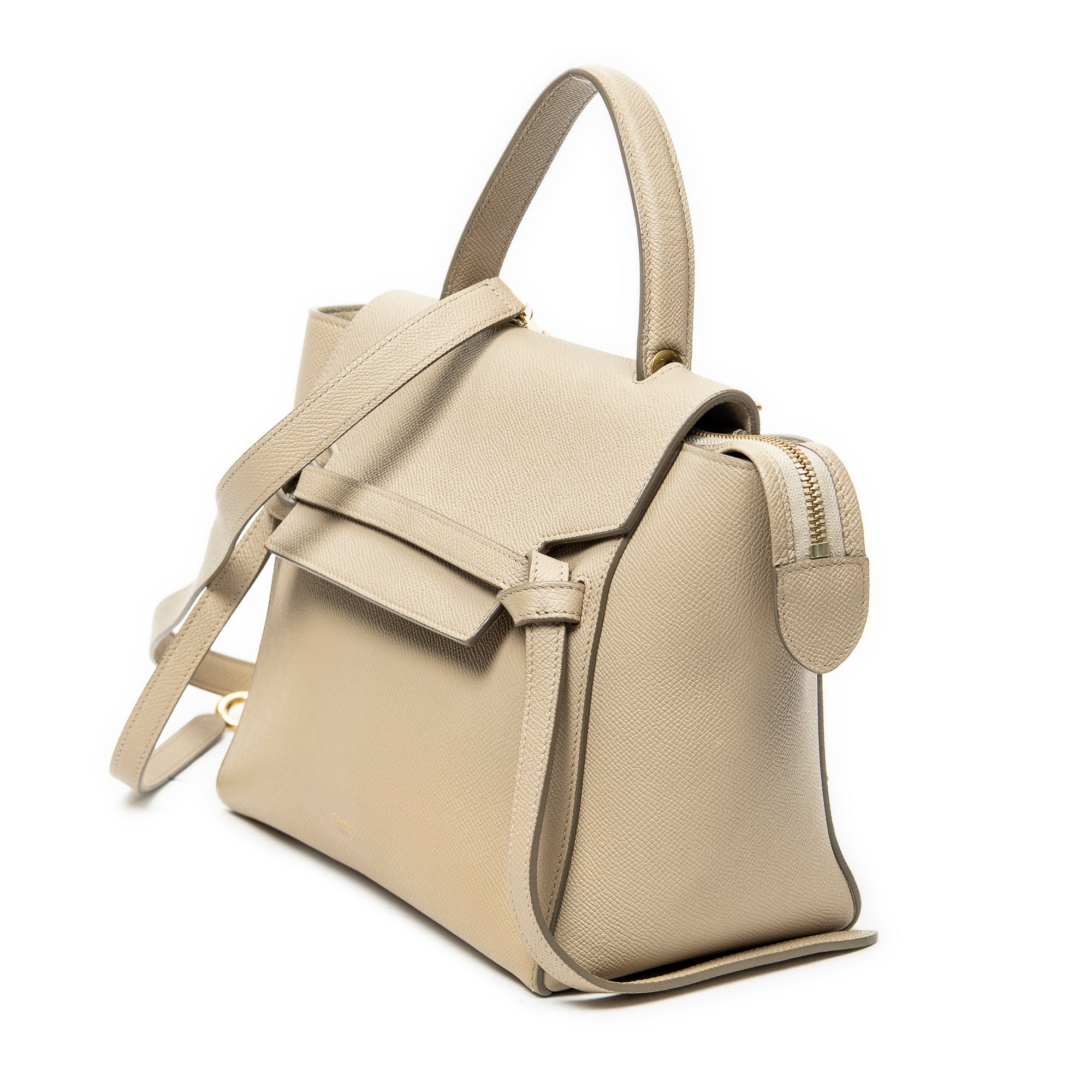 Shoulder Bag Micro Belt Bag Beige Grained Leather