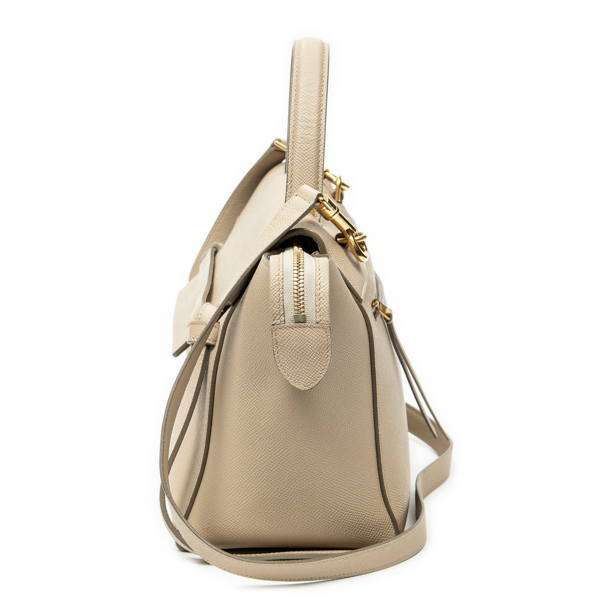 Shoulder Bag Micro Belt Bag Beige Grained Leather