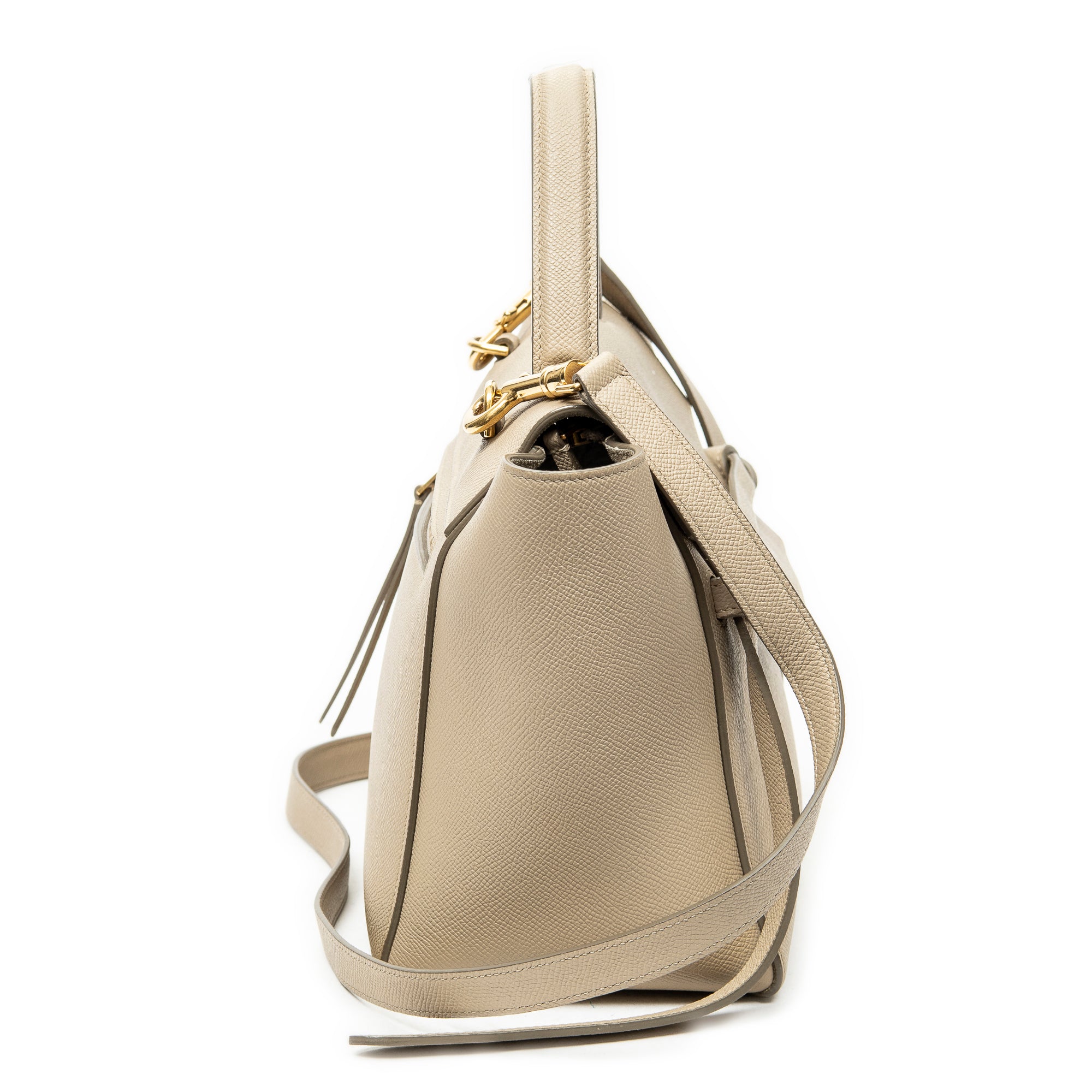 Shoulder Bag Micro Belt Bag Beige Grained Leather