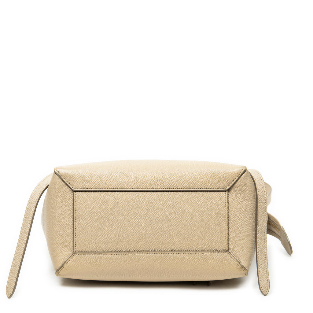 Shoulder Bag Micro Belt Bag Beige Grained Leather