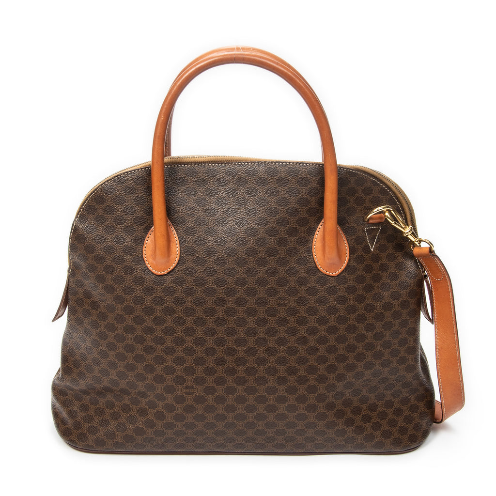 Shoulder Bag Vintage Large Dome Tote Brown Macadam Coated Canvas
