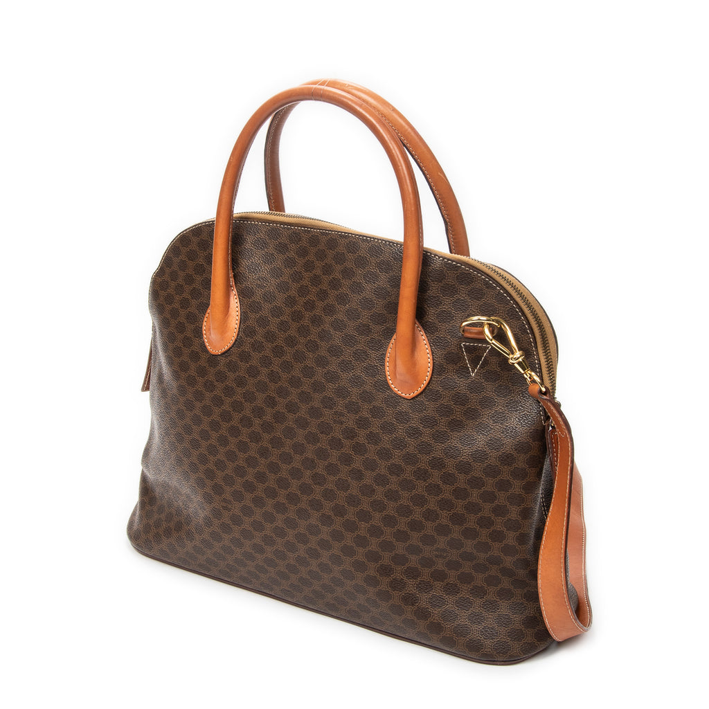Shoulder Bag Vintage Large Dome Tote Brown Macadam Coated Canvas