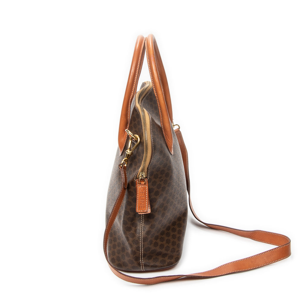 Shoulder Bag Vintage Large Dome Tote Brown Macadam Coated Canvas