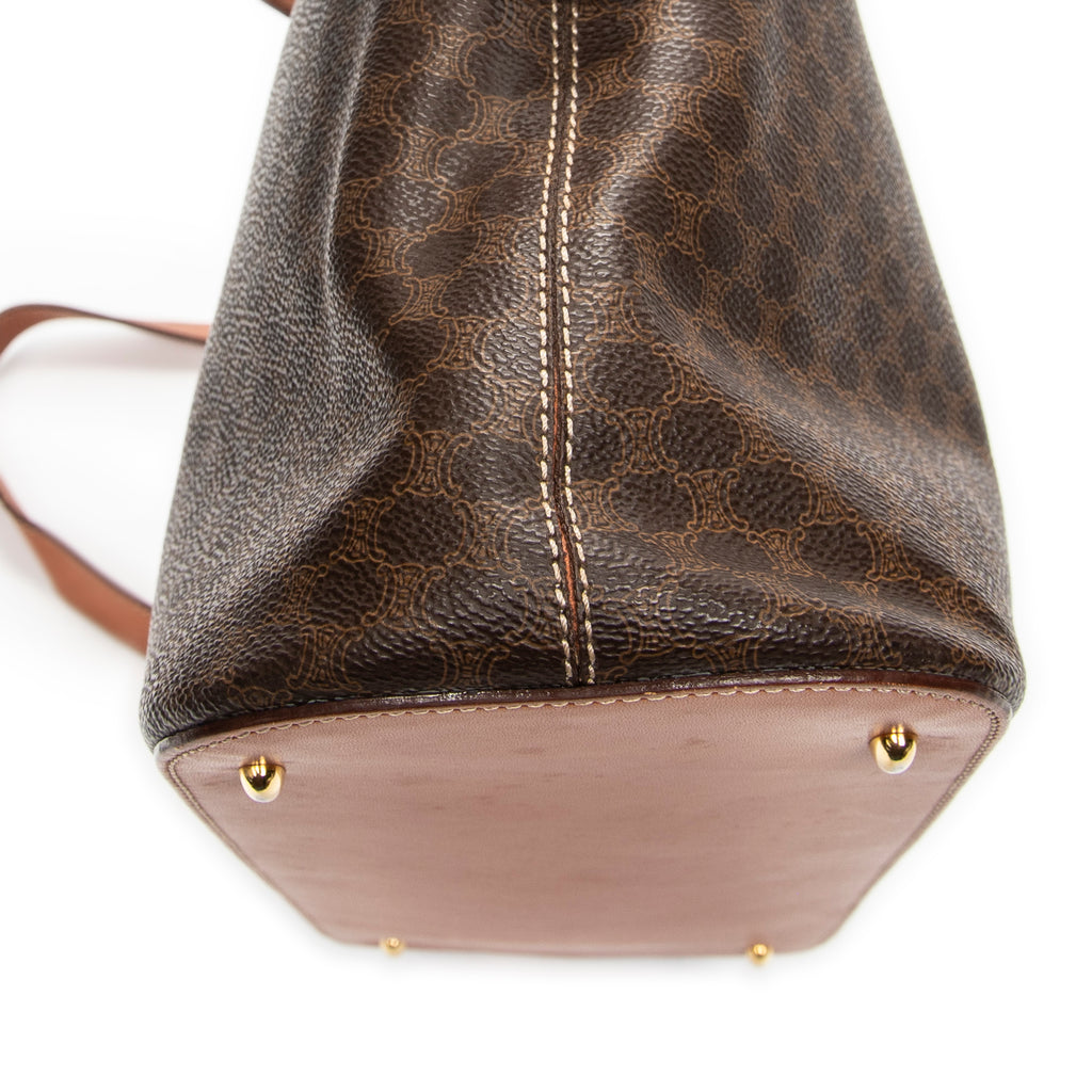 Shoulder Bag Vintage Large Dome Tote Brown Macadam Coated Canvas