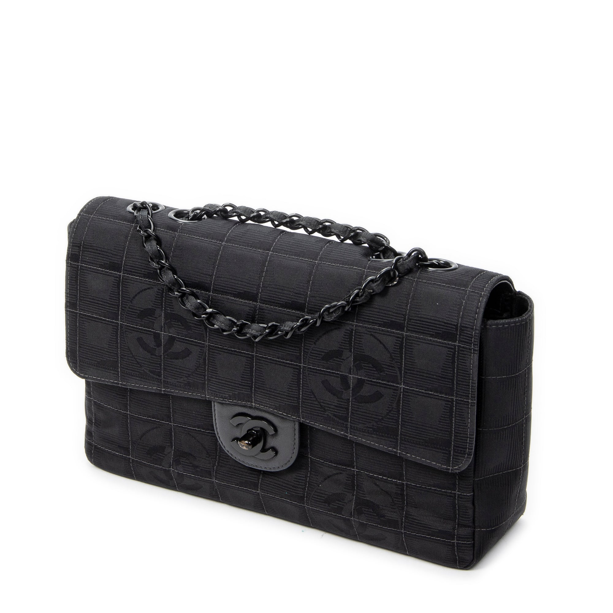 Shoulder Bag New Travel Line East West Chain Flap Black Travel Line Nylon Canvas
