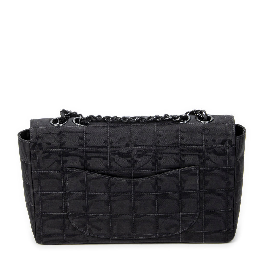 Shoulder Bag New Travel Line East West Chain Flap Black Travel Line Nylon Canvas