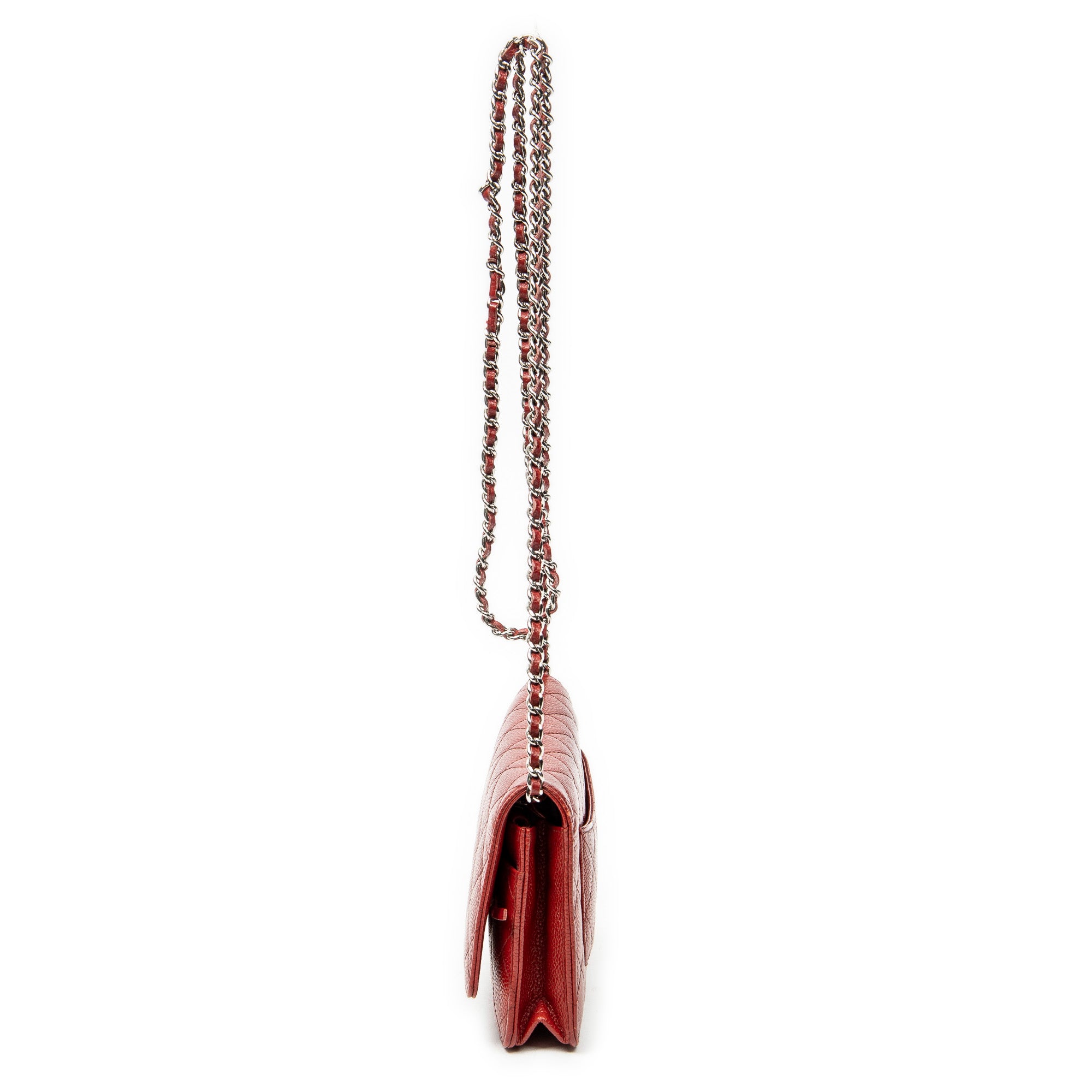 Shoulder Bag Classic Wallet On Chain Red Quilted Caviar Leather