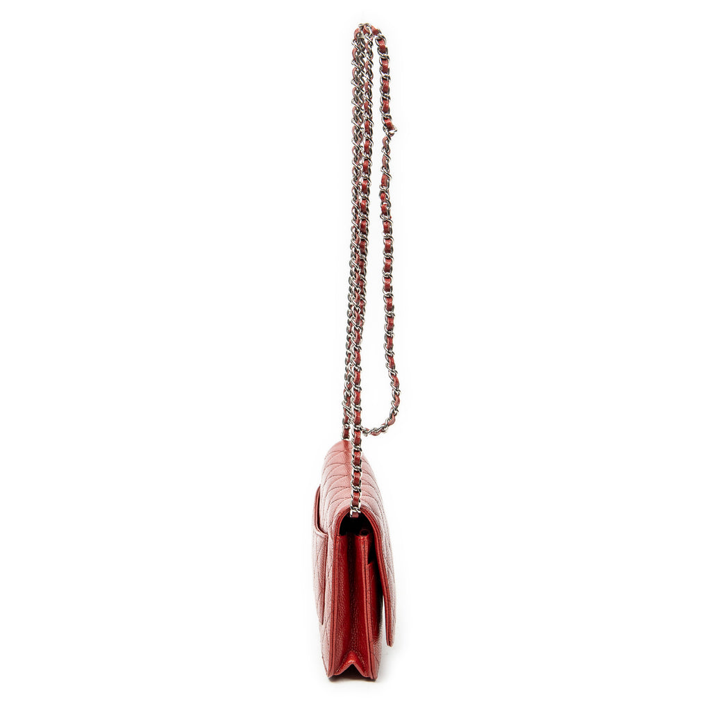 Shoulder Bag Classic Wallet On Chain Red Quilted Caviar Leather