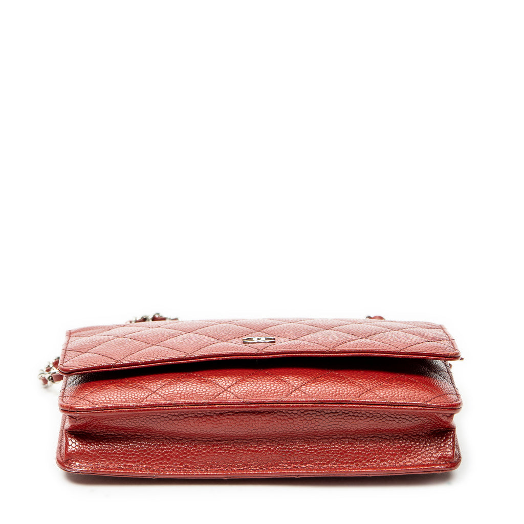 Shoulder Bag Classic Wallet On Chain Red Quilted Caviar Leather