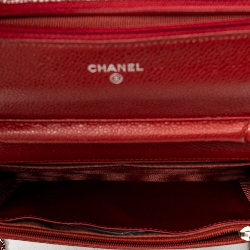 Shoulder Bag Classic Wallet On Chain Red Quilted Caviar Leather