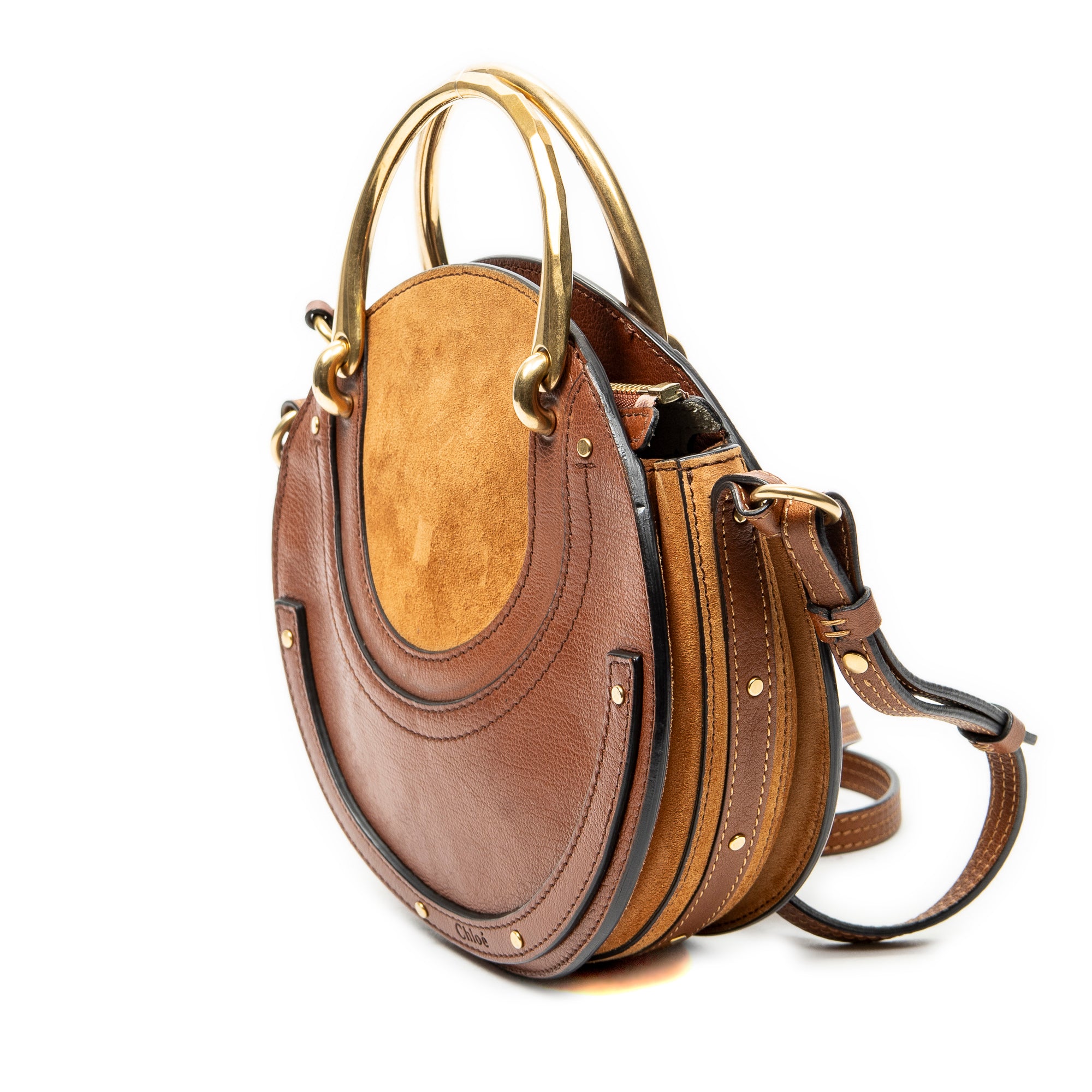 Shoulder Bag Small Pixie Crossbody Brown Grained Calfskin Leather