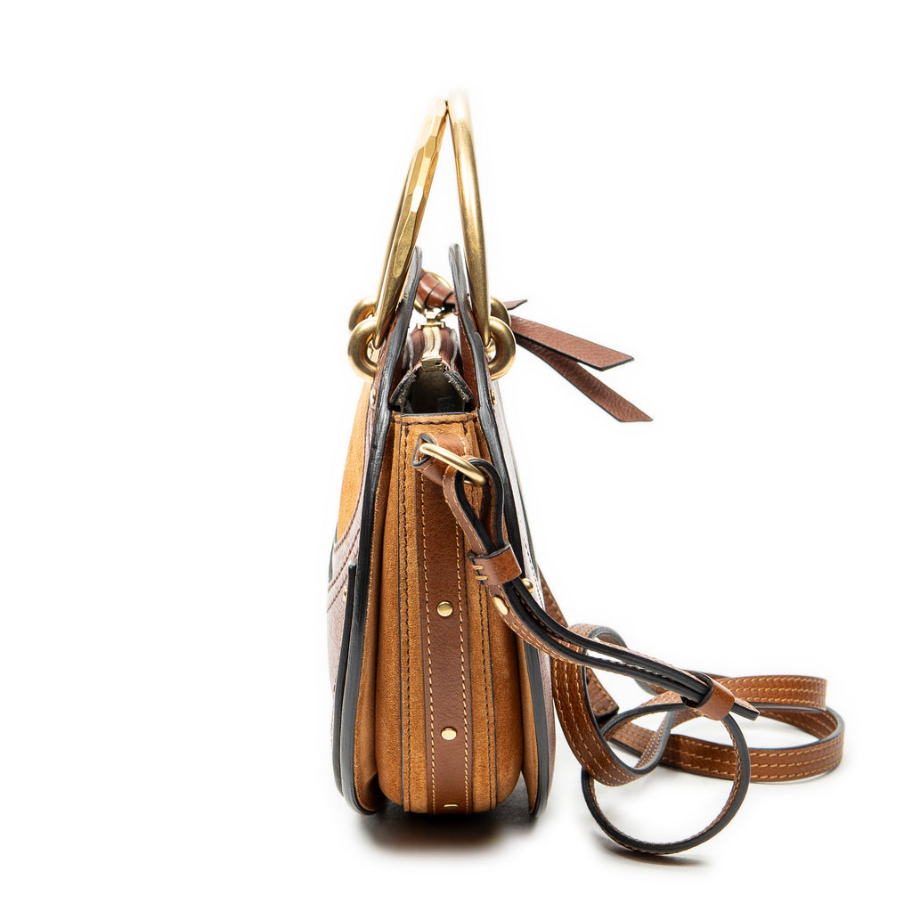 Shoulder Bag Small Pixie Crossbody Brown Grained Calfskin Leather