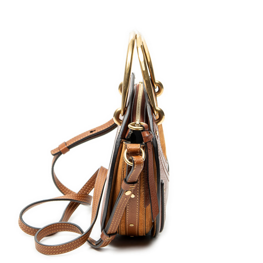 Shoulder Bag Small Pixie Crossbody Brown Grained Calfskin Leather