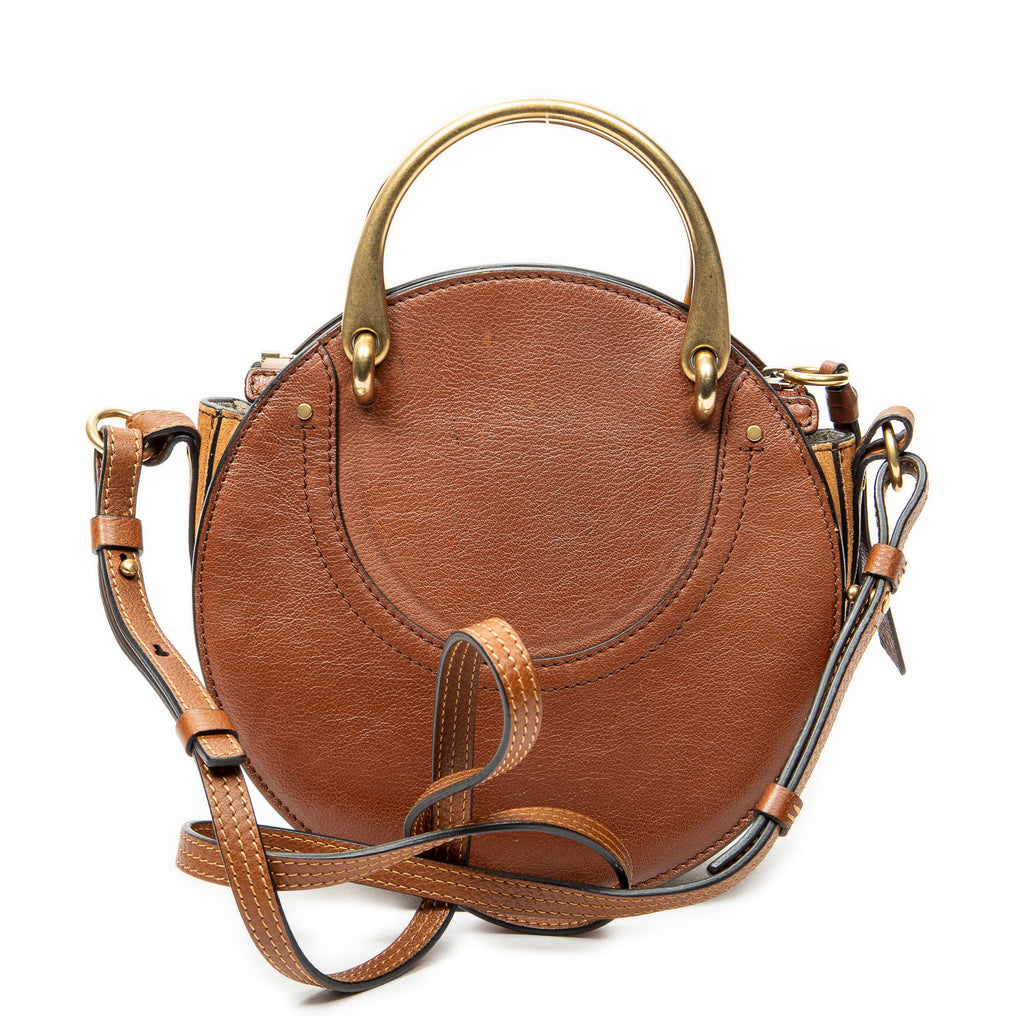 Shoulder Bag Small Pixie Crossbody Brown Grained Calfskin Leather