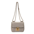 Shoulder Bag Square Elsie Chain Bag Grey Grained Calfskin Leather