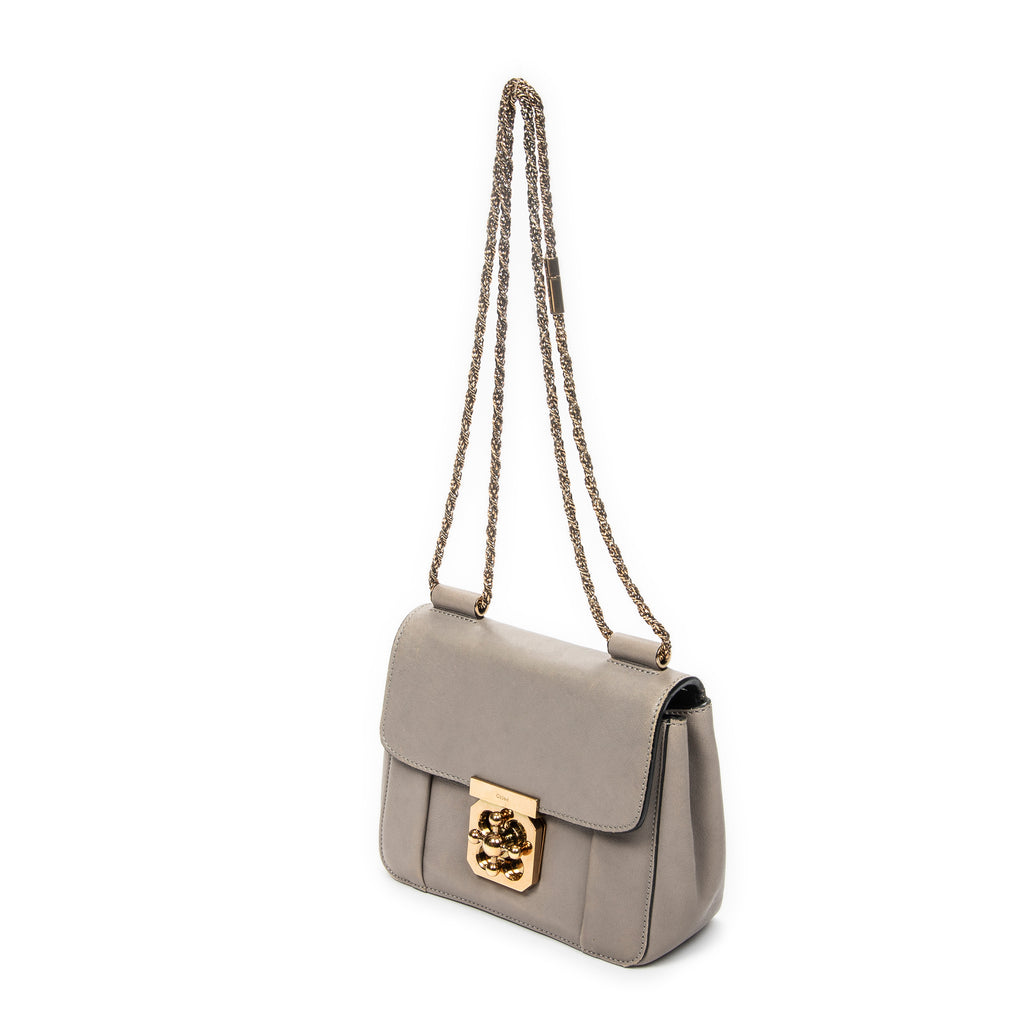 Shoulder Bag Square Elsie Chain Bag Grey Grained Calfskin Leather